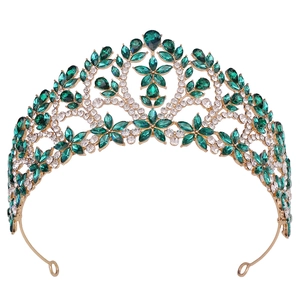 Couronne de Mariée Baroque Diadème en Strass Alliage Électroplaqué Mariage Bandeau Vintage Floral Coiffe Bijoux Femme