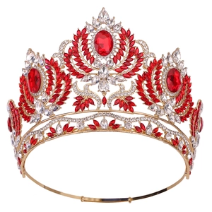 Luxueuse Couronne Baroque Diadème Or Argent Alliage Strass Cristal Coiffe pour Mariage Concours Fête Femme Mariée Accessoires Cheveux