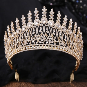 Detail of baroque crown showing gold alloy base with sparkling crystal rhinestones