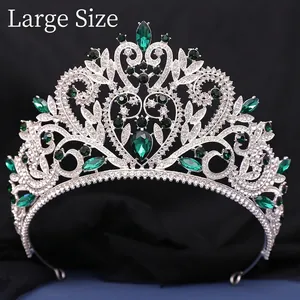 Couronne Baroque de Luxe en Strass en Forme de Coeur pour Femmes Alliage Argent Or Plaquée Diadème pour Mariage Anniversaire Fête Accessoires