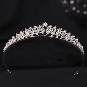 Vue détaillée d'un diadème de mariage argenté avec strass et motifs de feuilles