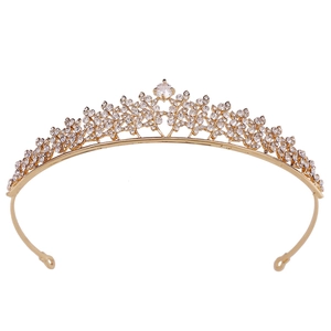 Diadème de Mariée Alliage Zirconia Couronne de Feuilles Or Argent Électroplaqué Accessoires de Cheveux Mariage Bijoux Femme
