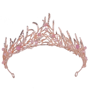 Vintage Handmade Faux Artificial Pearl Rhinestone Bridal Crown Tree Branch Design Wedding Tiara For Women Hair Accessories Gift