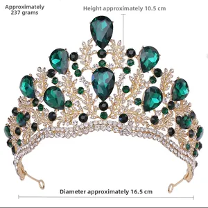 Green crystal bridal crown details with dimensions weight 237g height 10.5cm diameter 16.5cm