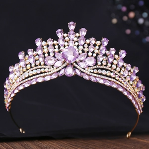 Couronne Diadème Baroque Pour Femmes Alliage Strass Cristal Brillant Goutte D'eau Fleurs Mariage Mariée Fête Bijoux