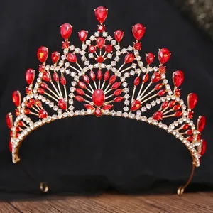 Baroque Vintage Bridal Crown Rhinestone Wedding Tiara For Women Gold Silver Plated Alloy Crystal Queen Crown Hair Accessory