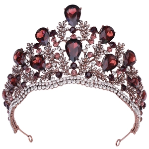 Baroque Vintage Alloy Rhinestone Bridal Crown Luxury European Royal Wedding Tiara For Women Inlaid Crystal Pageant Headband