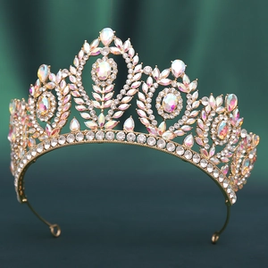 Baroque Alloy Crystal Flower Bridal Crown Luxury Rhinestone Wedding Tiara For Women Party Pageant Hair Accessories