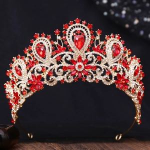 Luxurious Baroque Alloy Rhinestone Wedding Crown For Women Elegant Crystal Floral Bridal Headpiece For Party Prom Photography