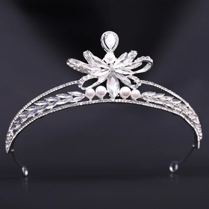 Luxus Zirkonia Brautkrone Strass Künstliche Perle Tiara Legierung Prinzessin Kopfschmuck Für Hochzeit Geburtstag Festzug Damen Haarschmuck