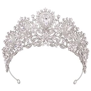 Detailed macro view of luxury bridal crown with marquise and drop rhinestones