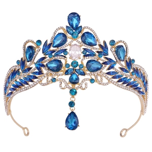 Baroque Bridal Crown Heart Rhinestone Zirconia Tiara Vintage Gold Alloy Headpiece For Wedding Party Women Jewelry