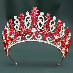 Barock Hochzeit Tiara Damen Vintage Legierung Strass Kristall Braut Krone Hochzeit Party Geburtstag Prom Kopfschmuck