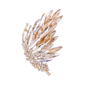 Elegant gold-plated butterfly brooch with sparkling gradient crystal wings and insect design