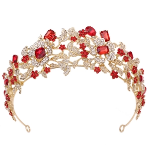 Baroque Alloy Rhinestone Bridal Crown Leaf Flower Tiara For Wedding Birthday Party Princess Luxurious Hair Accessories For Women