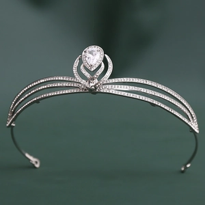 Couronne de Mariage Élégante en Alliage Zirconia Avec Strass en Forme de Goutte d'Eau Accessoires Cheveux pour Femme Bijoux