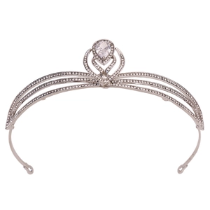Diadème de mariée en argent avec cristaux zircon AAA et pierre centrale en forme de poire