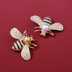 Luxus Bienen Brosche Anstecknadel Für Damen Gold Legierung Strass Kunstperle Tier Insekt Form Kleidung Dekoration Schmuck