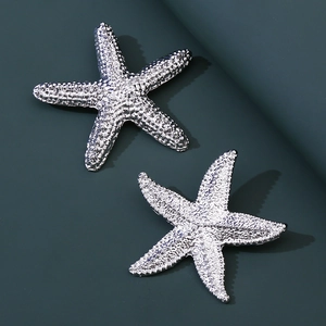 Detailed view of silver starfish jewelry featuring realistic textured surface and metallic finish