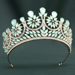 Baroque Wedding Crown Tiara Luxurious Alloy Rhinestone Bridal Headwear Pageant Flower Hair Accessories For Women Brides