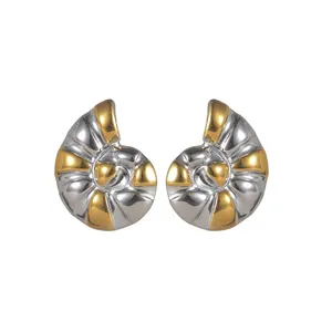 Stainless Steel Conch Earrings Gold Silver Toned Spiral Nautilus Design Elegant Fashion Accessory For Women Daily Jewelry