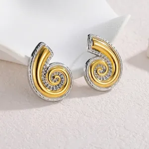 Boucles d'oreilles minimalistes bicolores or et argent en acier inoxydable
