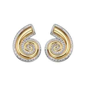 Boucles d'oreilles spirale bicolores en acier inoxydable avec bordure milgrain