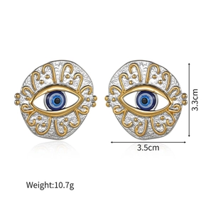 Vue détaillée des boucles d'oreilles œil du démon, poids 10,7g et taille 3,5cm