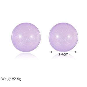Minimalist lavender glitter resin ball earrings 1.4cm diameter 2.4g weight jewelry
