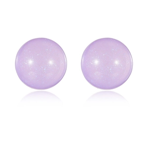 Lavender resin round ball stud earrings with shimmering glitter for women and girls