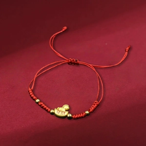 Handmade Braided Rope Bracelet With Zinc Alloy Ingot Charm Luck Prosperity Adjustable Wristband For Couple Women Gift