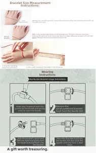 Guide for measuring hand size and step-by-step instructions to open the box clasp bracelet