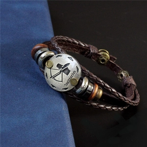 Bracelet multicouche en cuir tressé Sagittaire avec breloque zodiacale en métal argenté