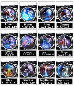 Luminous twelve constellations leather bracelets with glass dome charms in nebula designs