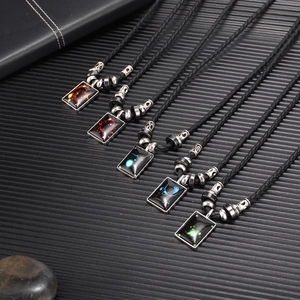 Collier Pendentif 12 Constellations Lumineux Fluorescent Ciel Étoilé Alliage Verre Cordon Tressé Bijoux Homme Femme