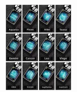 Aperçu de 12 colliers avec pendentifs zodiacaux lumineux et symboles de constellation