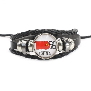 Bracelet punk multicouche en cuir lumineux avec dôme en verre 100% Made In China