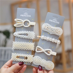 Elegant Faux Artificial Pearl Hair Clips For Women Korean Style Gold Metal Geometric BB Clips Handmade Daily Fashion Hair Accessory