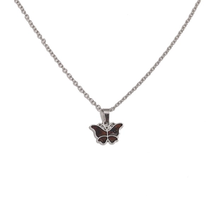 Fashionable stainless steel O-chain necklace with color-changing butterfly pendant charm