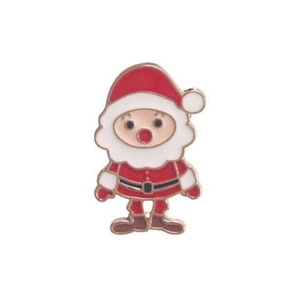 Cute Santa Claus cartoon enamel brooch pin with red and white colors for Christmas style