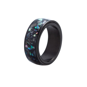 Anello rotante in acciaio inossidabile nero da 8mm con inserto in conchiglia colorata