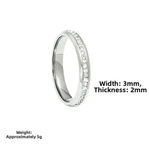 Détails d'une bague en acier de 3mm affichant les mesures de largeur et de poids