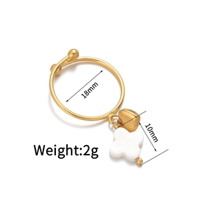 Detail view of gold ring with heart charm showing 18mm diameter and 10mm length