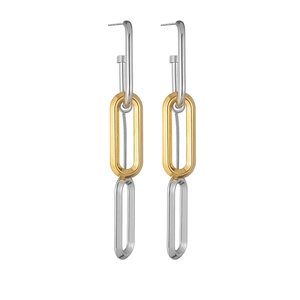 Orecchini geometrici minimalisti da donna in acciaio inossidabile bicolore oro e argento