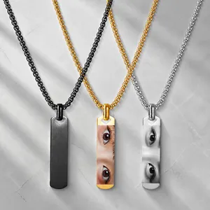Collana Con Pendente a Barra Rettangolare in Acciaio Inossidabile Minimalista per Uomo Gioielli Geometrici Industriali