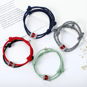 Magnetic Couple Bracelets Lovers Woven Rope Heart Magnet Attraction Matching Romantic Jewelry Gift Anniversary Jewelry
