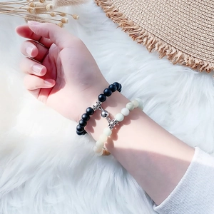 Magnetic heart couple bracelets with tiger eye stones for lovers and best friends