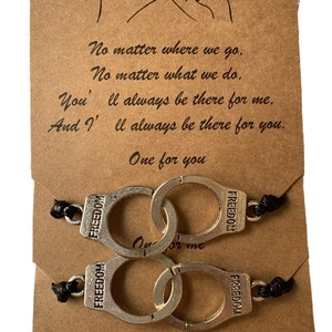Bracelets d'amitié menottes réglables sur carte pour meilleurs amis ou couples