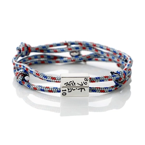 Three-color woven cord bracelet with magnetic metal slider for couples and friends