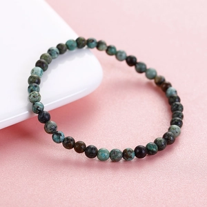 Natural 6mm African turquoise beaded bracelet with earthy mineral textures for men and women